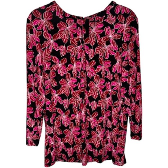 Hobbs of London Julia Floral Printed Top - Red/Pink/Black - L - Picture 3 of 12